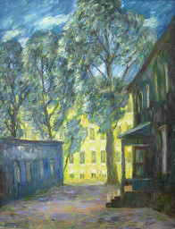 Дворик моего детства. Холст, масло. А. С. Петушков